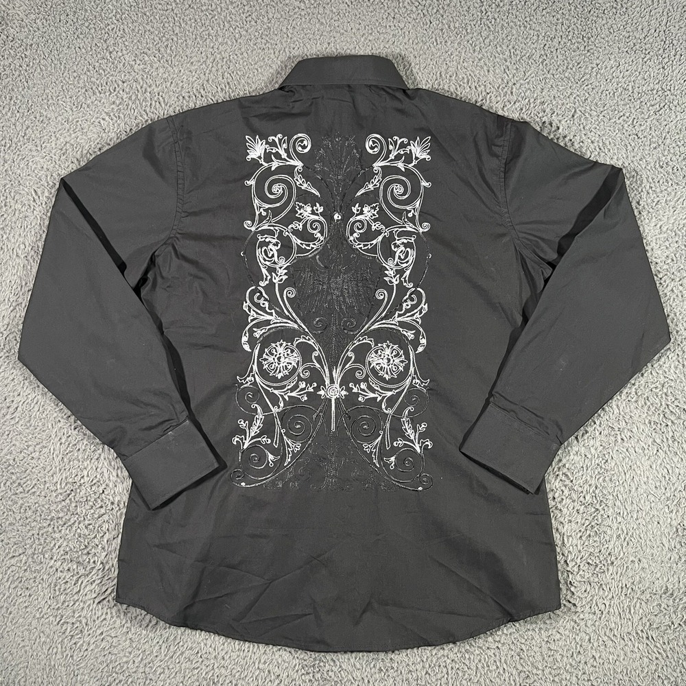Patroncito Shirt Mens Medium Black Button Up Long Sleeves USA Western - Picture 2 of 12